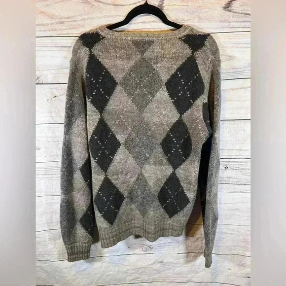 Hickey Freeman Wool Alpaca Argyle Vneck Sweater Lg - Picture 5 of 5